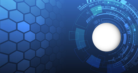 Obraz premium Sci-fi concept for presentation or banner. Abstract futuristic circuit board. High tech digital technology design. High computer technology elements on a blue background.