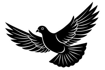 Dove in Flight Silhouette - Peaceful Bird Vector Design