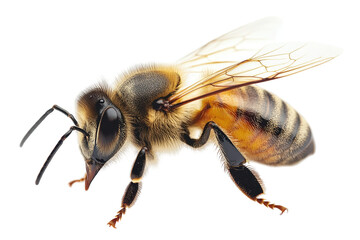 Detailed watercolor digital painting of a honeybee isolated 