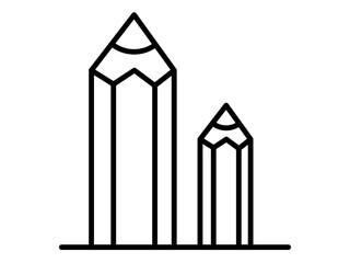 Flat outline icon design for pencil tower art