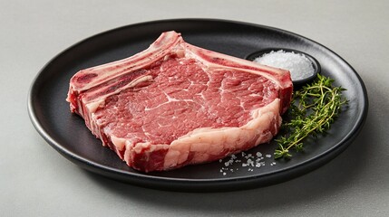 Elegant and Tempting Dry Aged Barbecue Porterhouse Steak T Bone Beef Fillet Slice Dish Photography
