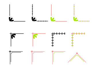 Set of decorative borders and corner flat vector illustration 