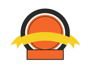 Orange color empty blank circle frame illustration 