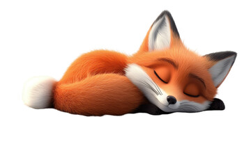 Obraz premium Cute red fox cub sleeping peacefully in a cozy position 