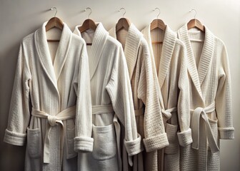 Elegant White Bathrobe Collection Isolated for Luxury Home Decor and Fashion Styles