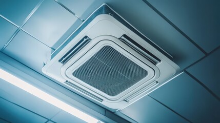Ceiling-Mounted Air Conditioning Unit with a Gridded Vent