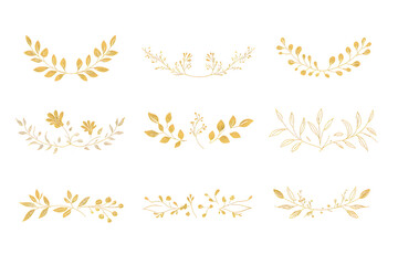Fototapeta premium Elegant calligraphic page dividers with golden flourishes for decorative design