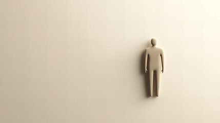 A lone figure stands against a plain wall in a minimalistic setting, evoking feelings of solitude and introspection during the day
