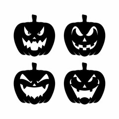 Illustration of a pumpkin with black color and different faces