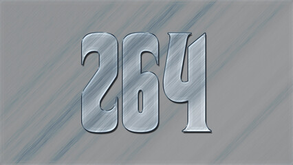 3D Glass effect number design of 264, glassy background.