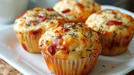 Savory Muffins with Ham Cheese and Sun-Dried Tomatoes