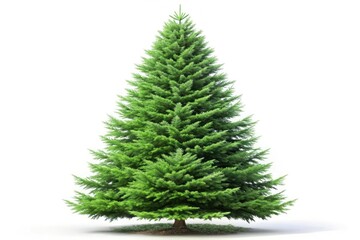 Fototapeta premium Isolated Big Green Fir Tree on White Background Perfect for Christmas Decoration and Urban Exploration Photography