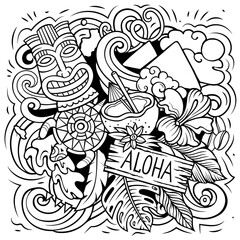Hawaii cartoon vector doodle design