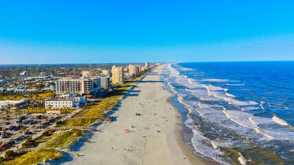 Flight over Jacksonville Beach Flordia - aerial view drone photography