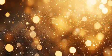 Gold and white glitter create a stunning abstract bokeh background, perfect for capturing the festive spirit of Christmas with a touch of elegance and shimmer in your designs.