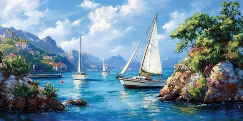 Sailboats_anchored_peacefully_in_a_bay_showcase_the_beauty_of_marine_life_These_sailboats_create_a_picturesque_scene_highlighting_the_charm_and_tranquility_found_among_sailboats_at_rest