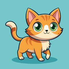 Fototapeta premium Cute funny pet kitten cartoon style