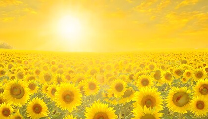 Obraz premium Sunflower Field in Full Bloom Under Summer Sun