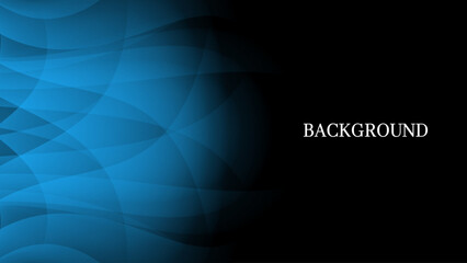 Black abstract background with blue overlay texture and gradient shades, shell shape