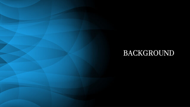 Black abstract background with blue overlay texture and gradient shades, shell shape