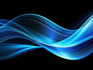 Fototapeta premium Minimalist technology. Fluid blue lines on dark backdrop.