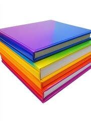A stack of colorful notebooks in gradient colors, ideal for note-taking and organization.