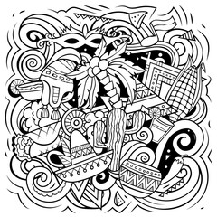 Latin America cartoon vector illustration. Latin American objects and symbols