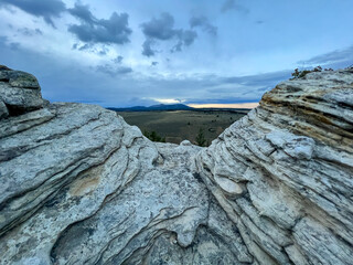 Mountain views through rock