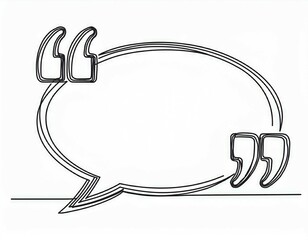 quote frame speech bubble line art continuous black lines with quotation marks hand drawn sketch outline  illustration