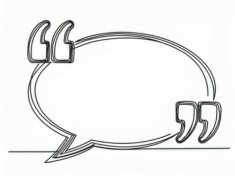 quote frame speech bubble line art continuous black lines with quotation marks hand drawn sketch outline  illustration