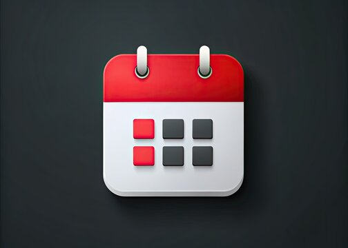 Minimalist Calendar App Design with Red Header and Event Indicators for Clean User Interface