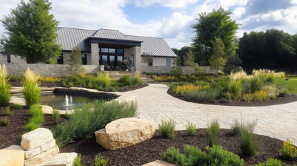 modern 3D house designs, interior and exterior with beautiful gardens, AI generated