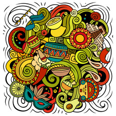 Latin America cartoon vector illustration. Latin American objects and symbols
