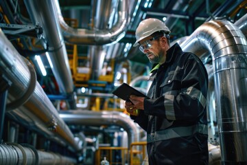 Engineer Oil Gas. Professional Engineers Working on Pipeline Construction for Oil and Gas Transportation