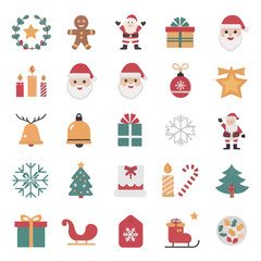 Christmas Ornaments with Santa Claus, Reindeer, and Snowman element collection