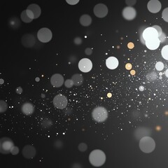 Golden and silver bokeh lights sparkle on a dark background, creating a festive and magical atmosphere