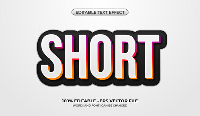 3D Short text effect on a white background. Editable bold white graphic styles