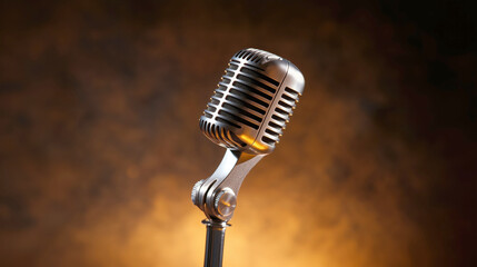 Vintage microphone on a warm background