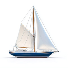 Fototapeta premium Illustration of a Sailboat with Open Sails Isolated on White Background
