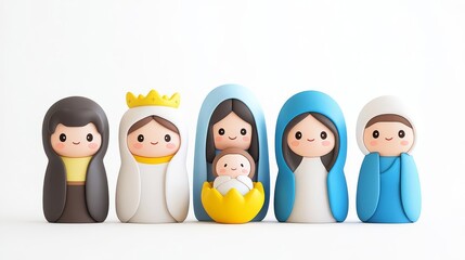 Fototapeta premium Colorful figurines representing a nativity scene.