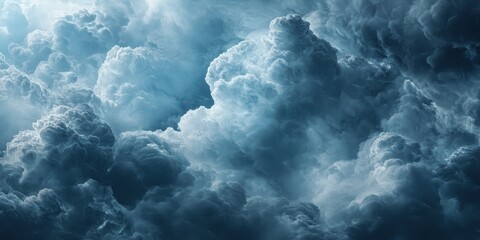 Dramatic clouds cluster in the sky, illustrating a change in weather. These clouds create an impactful banner and background, emphasizing the beauty of changing cloud formations.