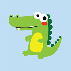 Cartoon Crocodile Animal Vector Illustration for t-shirt design