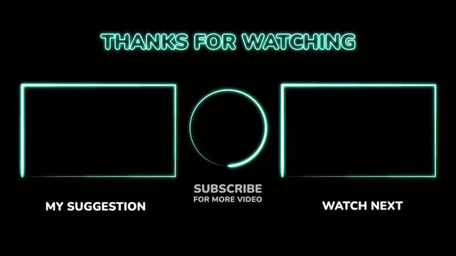 End Screen For YouTube - Neon Lights Style - 2 videos or playlists - 1 Subscribe