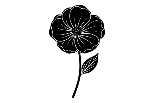 black flower on white background clip art preview