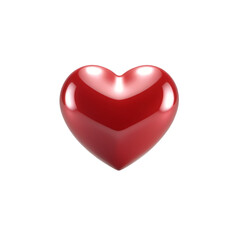 Fototapeta premium Red shiny 3D heart isolated on transparent or white background