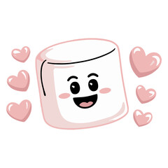 Cartoon artistic image of smiling nice cute marshmallow on white background