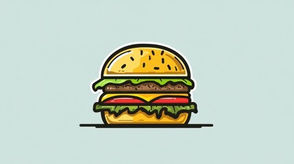 Fototapeta premium illustration of a burger on a colored background