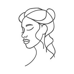 Single Line Drawing of a Womans Face in Profile