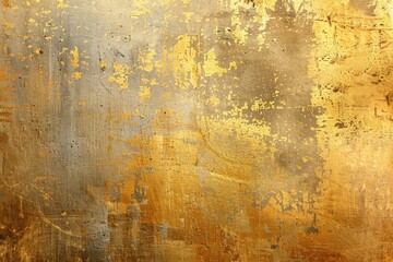 Fototapeta premium Gold Grunge Background. Abstract Antique Art with Distressed Texture in Concrete Wall