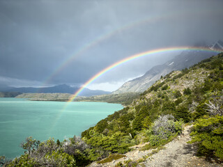 Double Rainbow in Torres del Paine National Park, Chile